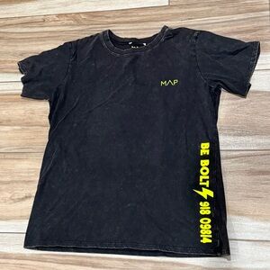 NWT MAP Black Graphic T-Shirt with Neon Accents BE BOLT ⚡️